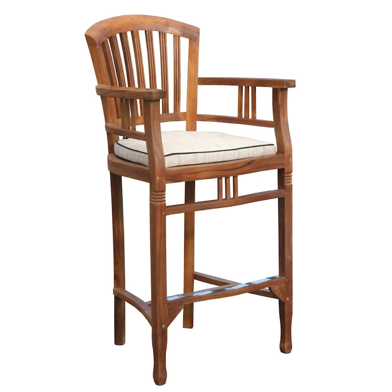 Ensemble table et chaises de bar Orleans en bois de teck Chic Teak 9 pièces avec coussins