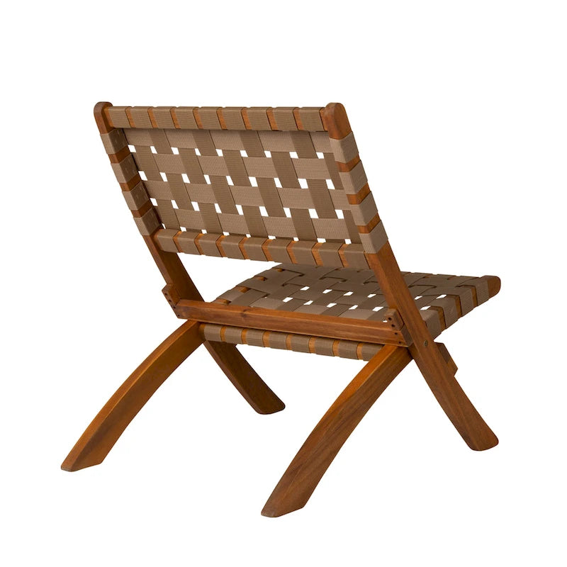 Chaise pliante Sava pour intérieur et extérieur, en sangle marron