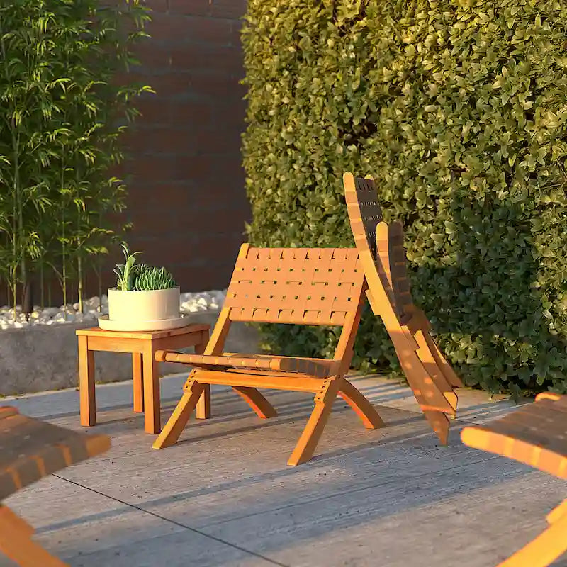 Chaise pliante Sava pour intérieur et extérieur, en sangle marron