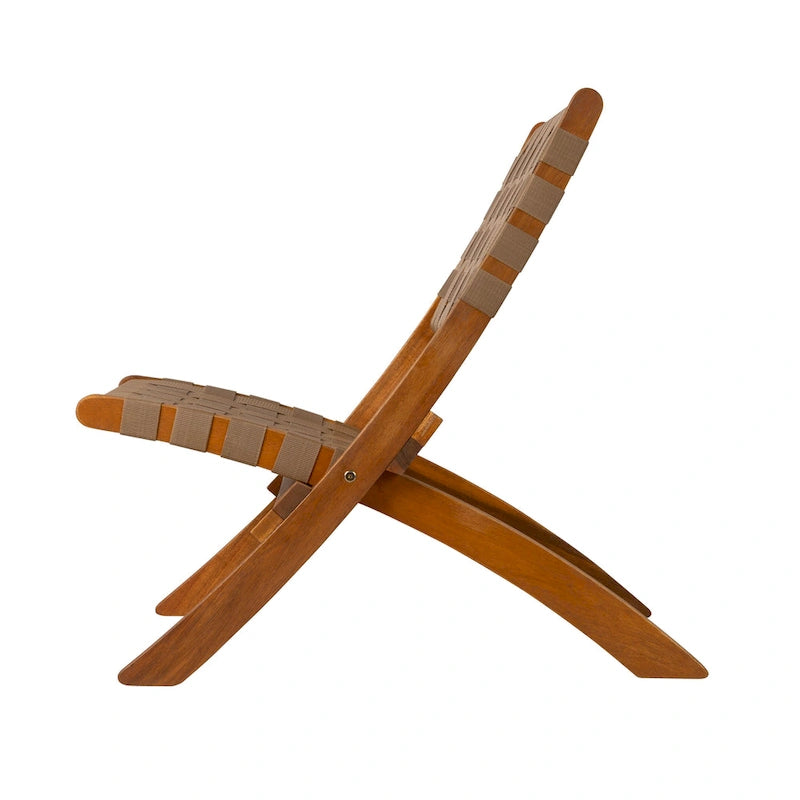 Chaise pliante Sava pour intérieur et extérieur, en sangle marron