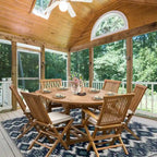 Ensemble de salle à manger d'extérieur Chic Teak Miami en bois de teck, 7 pièces, avec table extensible ronde à ovale, 2 fauteuils et 4 chaises.