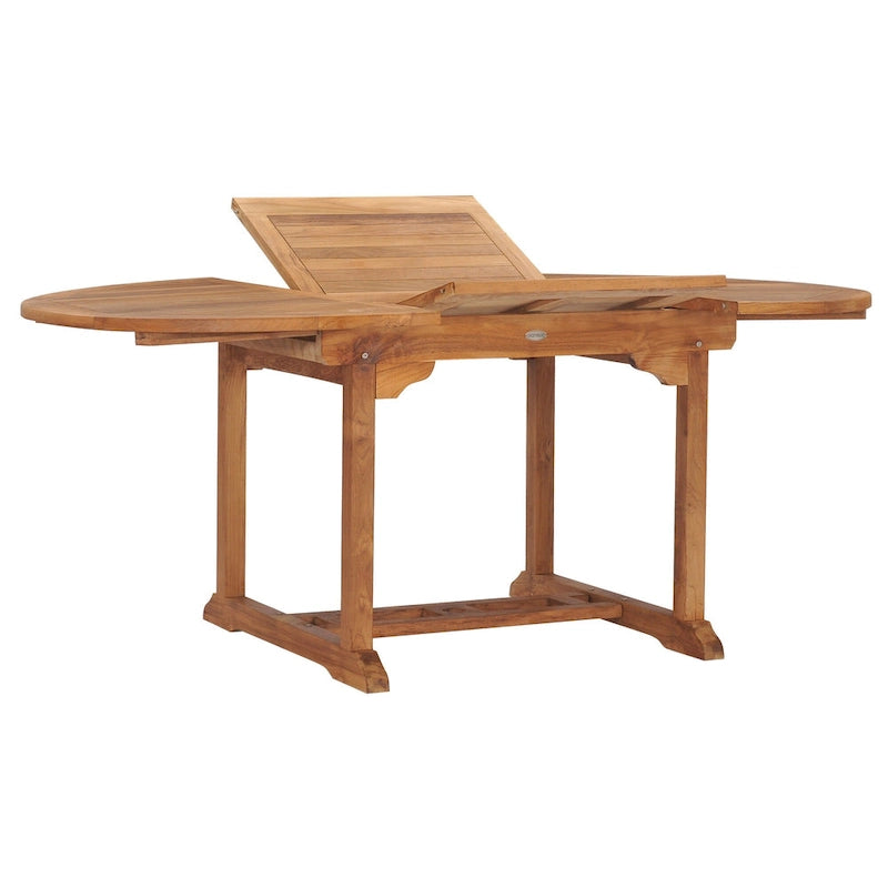 Ensemble de salle à manger d'extérieur Chic Teak Miami en bois de teck, 7 pièces, avec table extensible ronde à ovale, 2 fauteuils et 4 chaises.