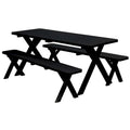 Table de pique-nique en pin de 1,5 m à pieds croisés avec 2 bancs