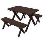 Table de pique-nique en pin de 1,5 m à pieds croisés avec 2 bancs