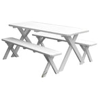 Table de pique-nique en pin de 1,5 m à pieds croisés avec 2 bancs