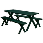 Table de pique-nique en pin de 1,5 m à pieds croisés avec 2 bancs