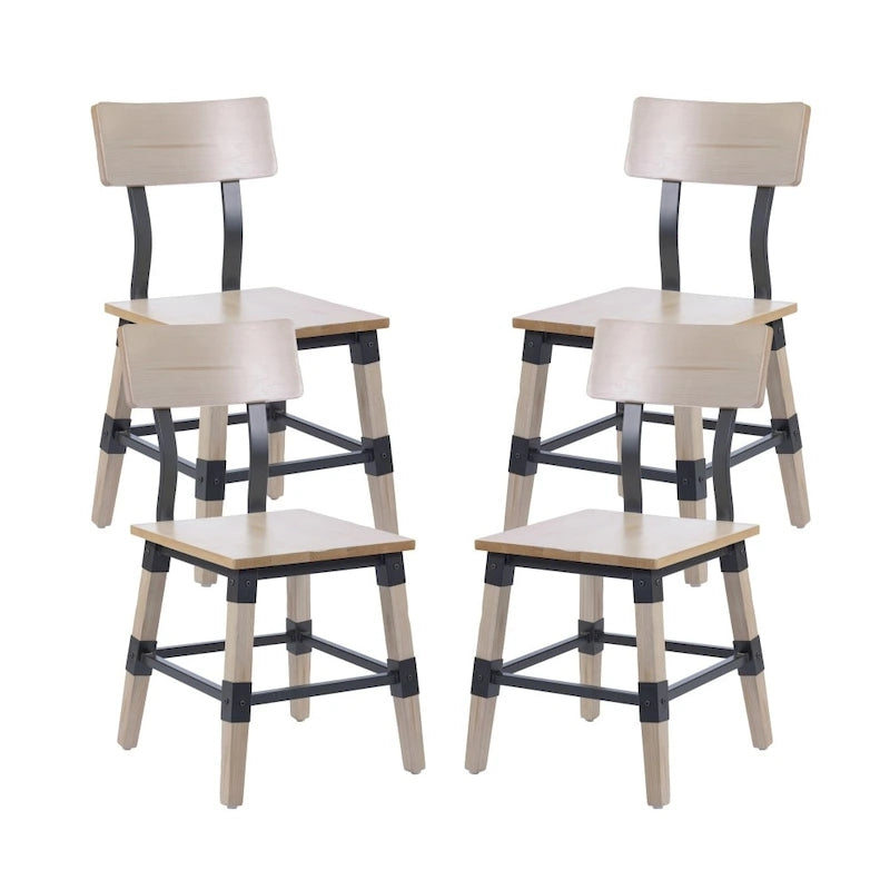 Lot de 4 chaises de salle à manger en bois de style industriel rustique antique, de qualité commerciale