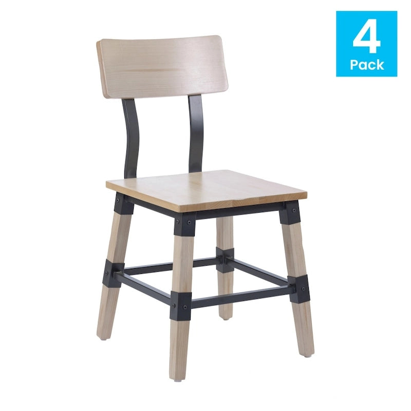 Lot de 4 chaises de salle à manger en bois de style industriel rustique antique, de qualité commerciale