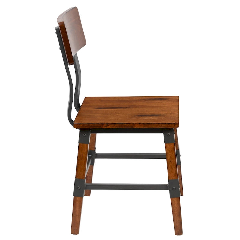 Lot de 4 chaises de salle à manger en bois de style industriel rustique antique, de qualité commerciale