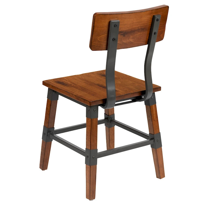 Lot de 4 chaises de salle à manger en bois de style industriel rustique antique, de qualité commerciale