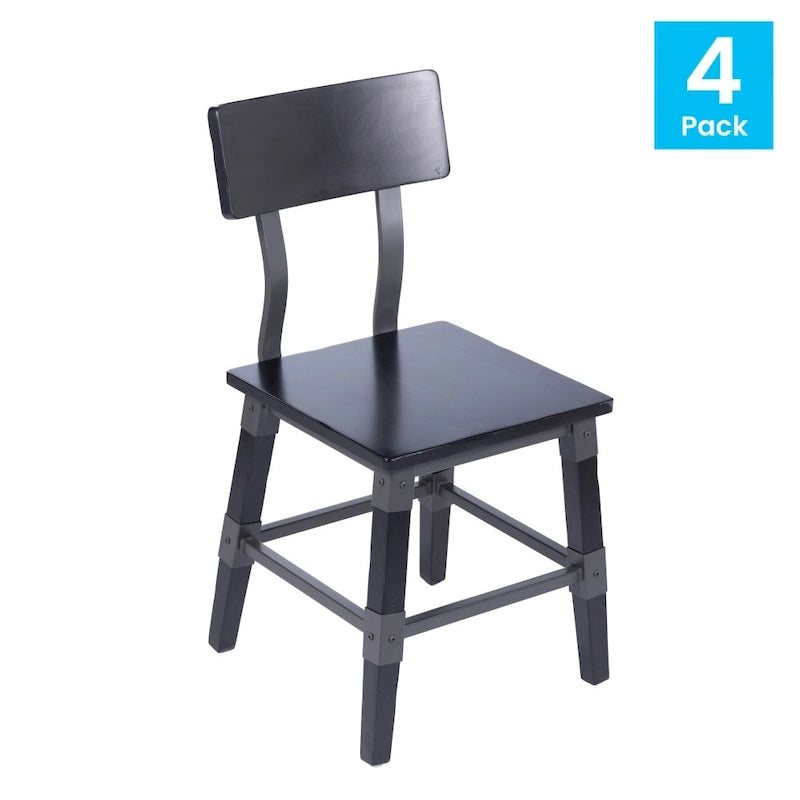 Lot de 4 chaises de salle à manger en bois de style industriel rustique antique, de qualité commerciale