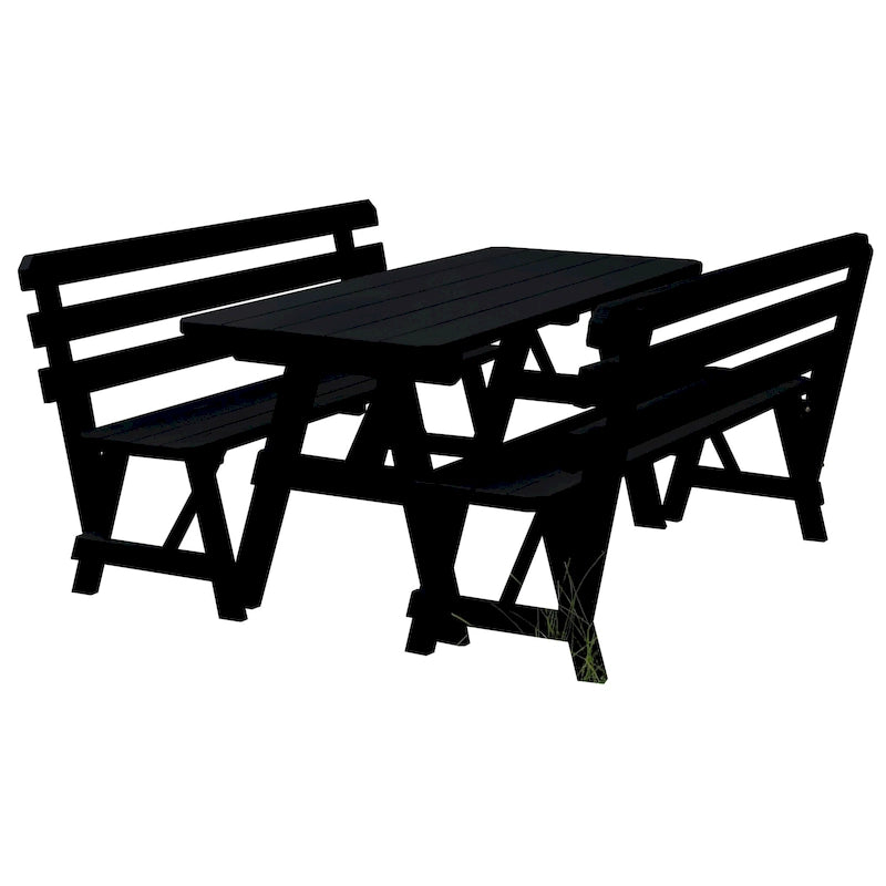 Table de pique-nique en pin de 2,44 m avec 2 bancs à dossier