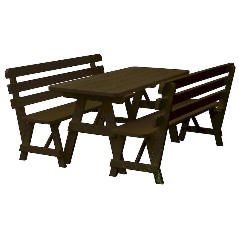 Table de pique-nique en pin de 2,44 m avec 2 bancs à dossier