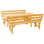 Table de pique-nique en pin de 2,44 m avec 2 bancs à dossier