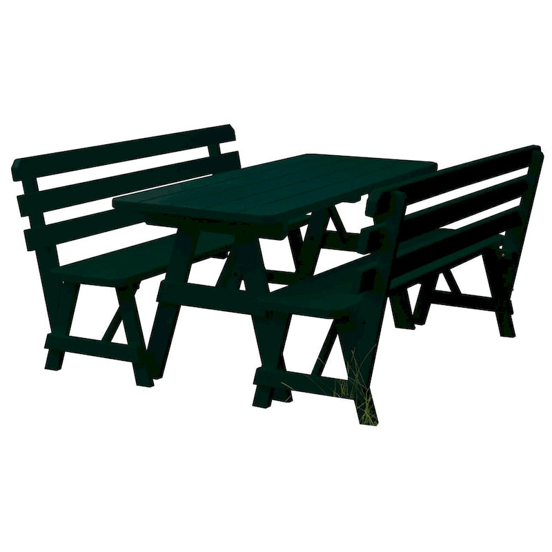 Table de pique-nique en pin de 2,44 m avec 2 bancs à dossier