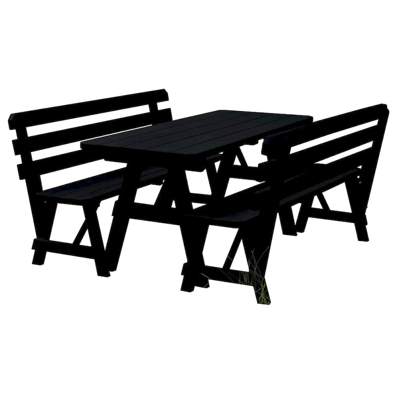 Table de pique-nique en pin de 2,44 m avec 2 bancs à dossier