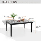 Ensemble de salle à manger d'extérieur MAISON ARTS pour 6 à 8 personnes, comprenant 6 à 8 chaises pivotantes en métal et 1 table rectangulaire extensible.