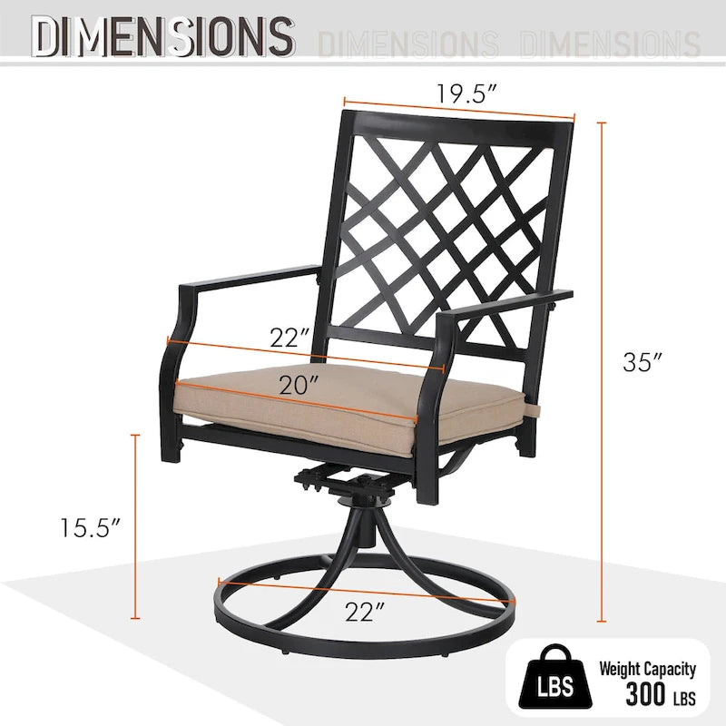 Ensemble de salle à manger d'extérieur MAISON ARTS pour 6 à 8 personnes, comprenant 6 à 8 chaises pivotantes en métal et 1 table rectangulaire extensible.