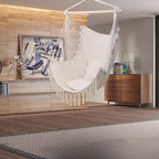 Pillow Tassel Hanging Chair Beige/Dark Grey