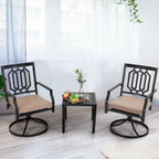 Ensemble de salle à manger d'extérieur 3 pièces MAISON ARTS, comprenant 1 chaise de salle à manger pivotante en acier avec coussin et 1 petite table basse carrée en métal noir.