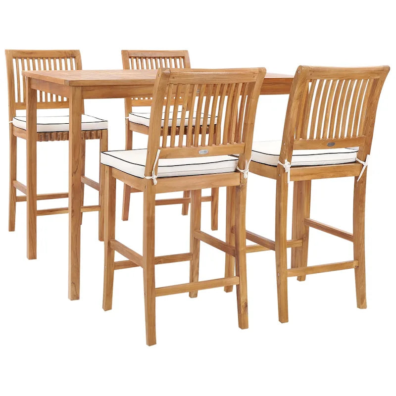 Table de bar bistro rectangulaire Chic Teak Maldives en bois de teck, 63 x 35 pouces (table seule)