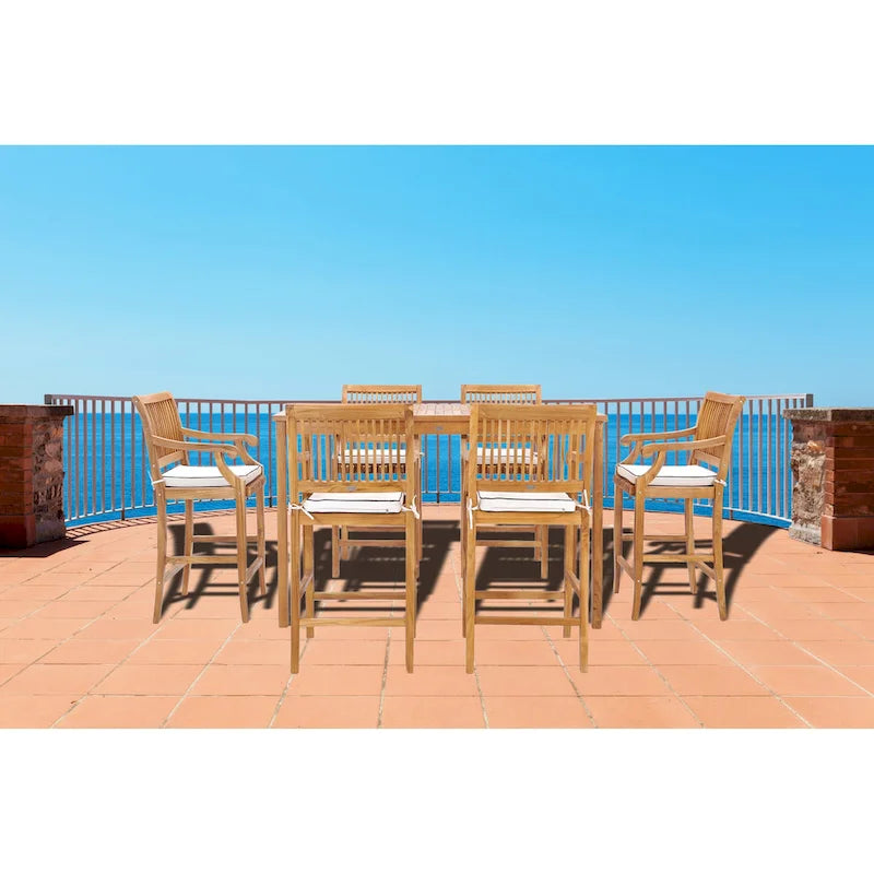 Table de bar bistro rectangulaire Chic Teak Maldives en bois de teck, 63 x 35 pouces (table seule)