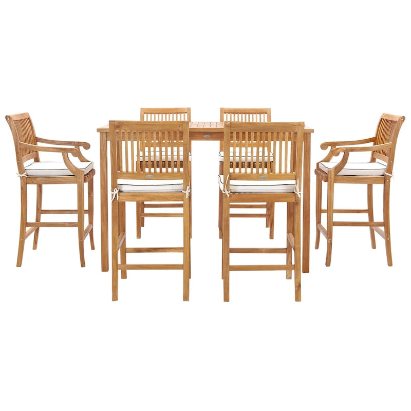 Table de bar bistro rectangulaire Chic Teak Maldives en bois de teck, 63 x 35 pouces (table seule)