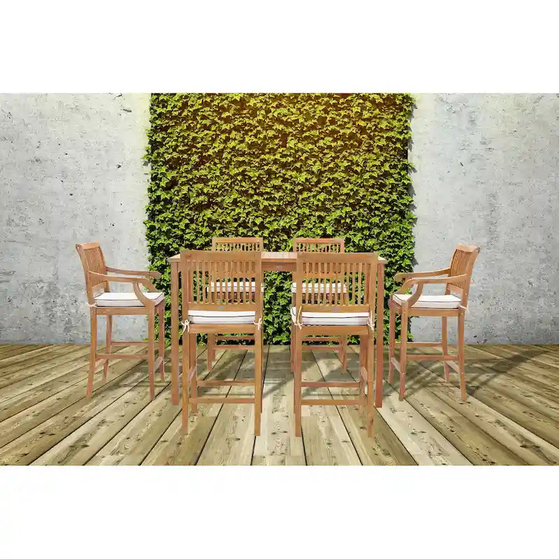 Table de bar bistro rectangulaire Chic Teak Maldives en bois de teck, 63 x 35 pouces (table seule)