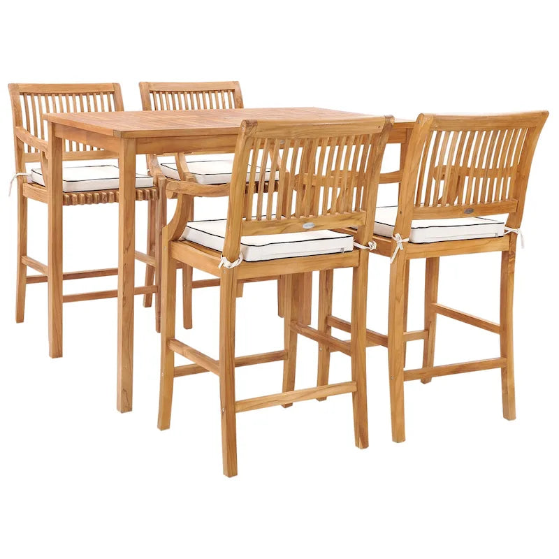 Table de bar bistro rectangulaire Chic Teak Maldives en bois de teck, 63 x 35 pouces (table seule)