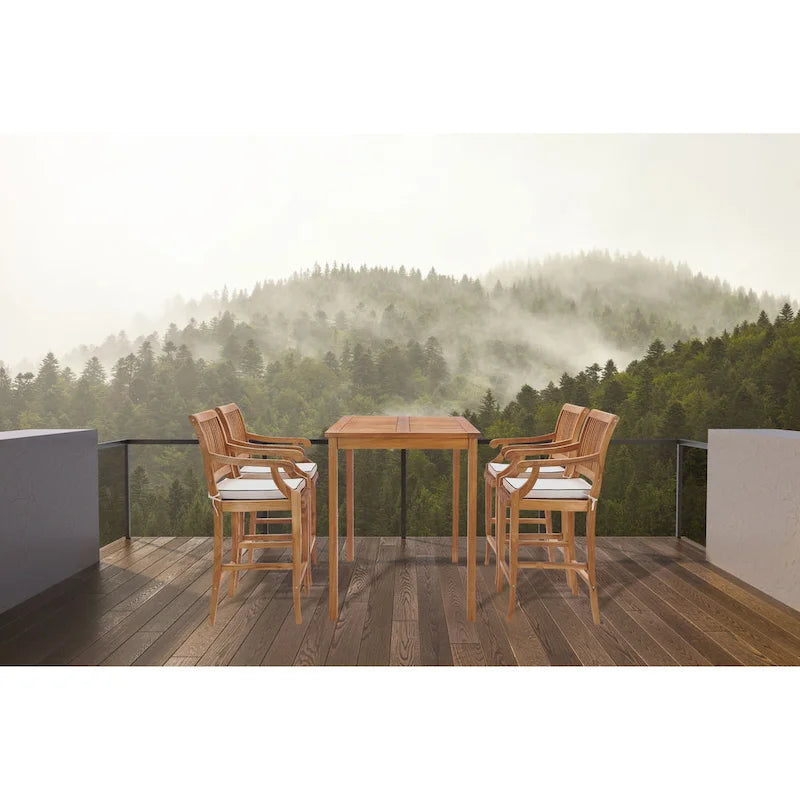 Table de bar bistro rectangulaire Chic Teak Maldives en bois de teck, 63 x 35 pouces (table seule)