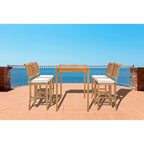 Table de bar bistro rectangulaire Chic Teak Maldives en bois de teck, 63 x 35 pouces (table seule)