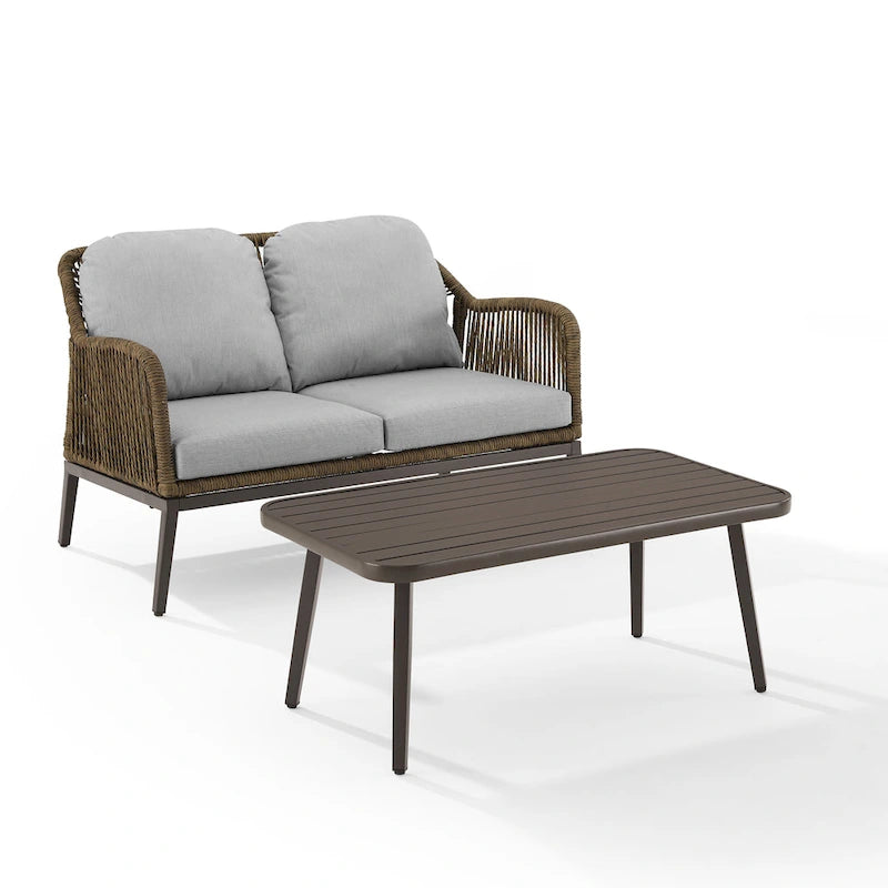 Ensemble de conversation extérieur en résine tressée Haven (2 pièces) - 75 cm (P) x 48 cm (L) x 29,75 cm (H)
