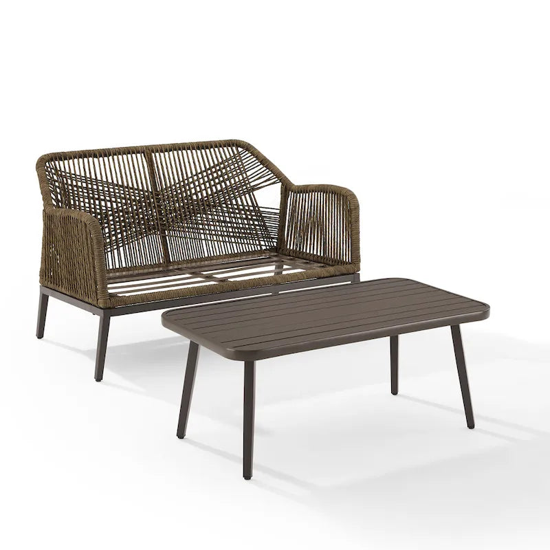 Ensemble de conversation extérieur en résine tressée Haven (2 pièces) - 75 cm (P) x 48 cm (L) x 29,75 cm (H)