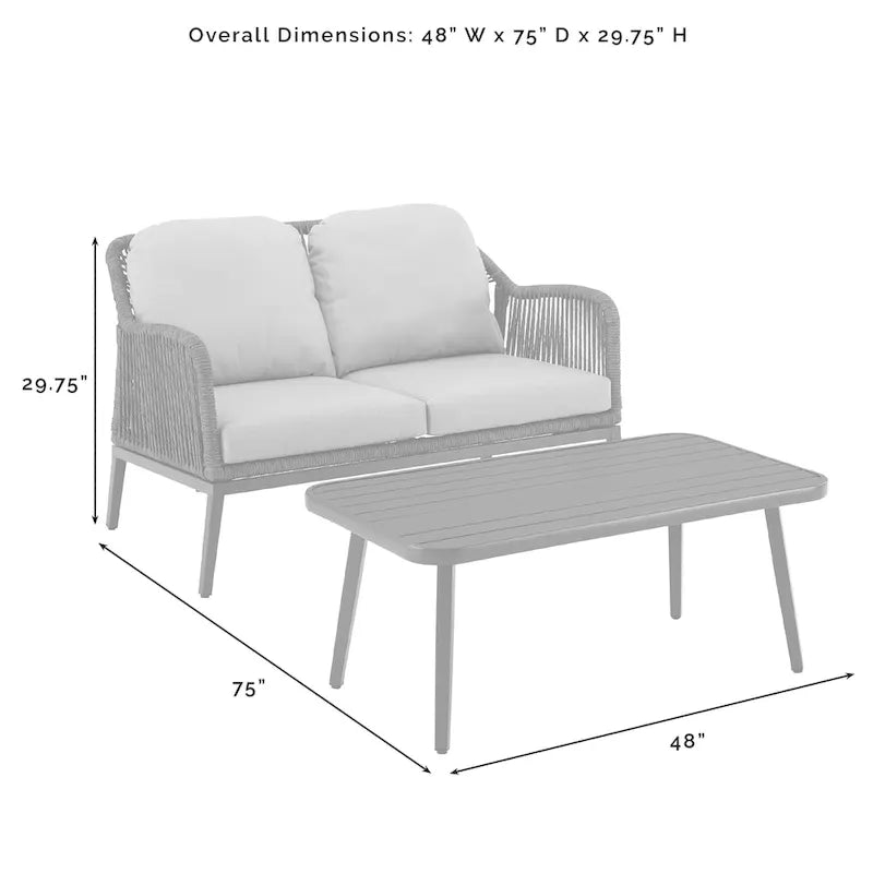 Ensemble de conversation extérieur en résine tressée Haven (2 pièces) - 75 cm (P) x 48 cm (L) x 29,75 cm (H)