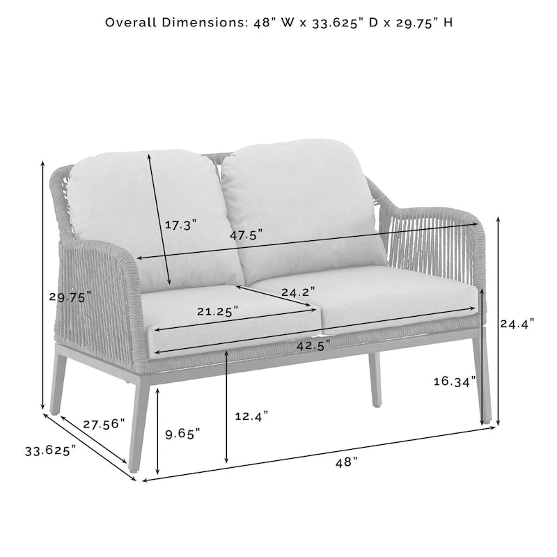 Ensemble de conversation extérieur en résine tressée Haven (2 pièces) - 75 cm (P) x 48 cm (L) x 29,75 cm (H)