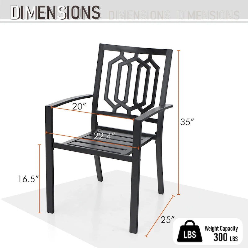 Ensemble de salle à manger d'extérieur MAISON ARTS 7 pièces comprenant 2 chaises de jardin pivotantes avec coussin, 4 chaises en acier et 1 table rectangulaire.