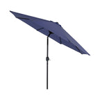 Ensemble de salle à manger d'extérieur 5 pièces, comprenant 1 table carrée en métal de 94 cm avec trou pour parasol et 4 chaises en rotin avec coussins.