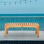 Seven Seas Teak Ocean City Outdoor Teak Wood Patio Backless Bench, 4 Foot