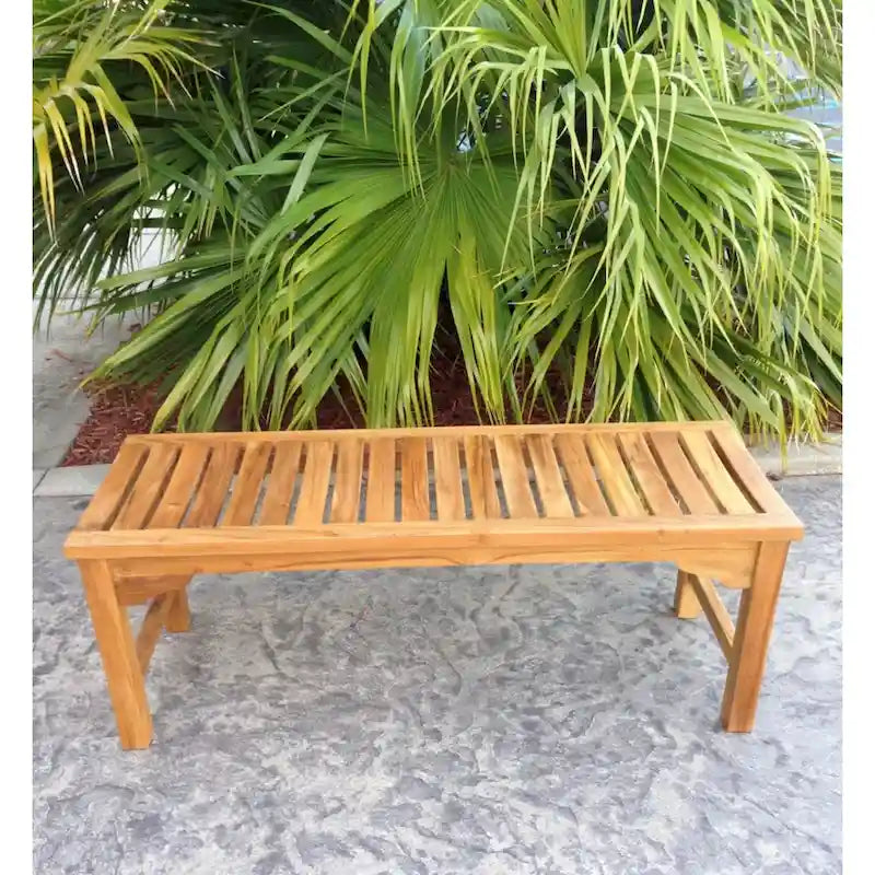 Banc de jardin sans dossier Seven Seas Teak Ocean City en bois de teck, 120 cm