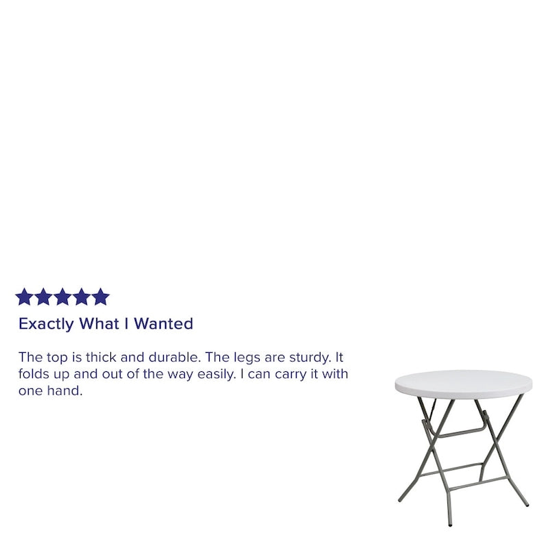 Table pliante ronde en plastique de 80 cm (2,63 pieds) - Table événementielle