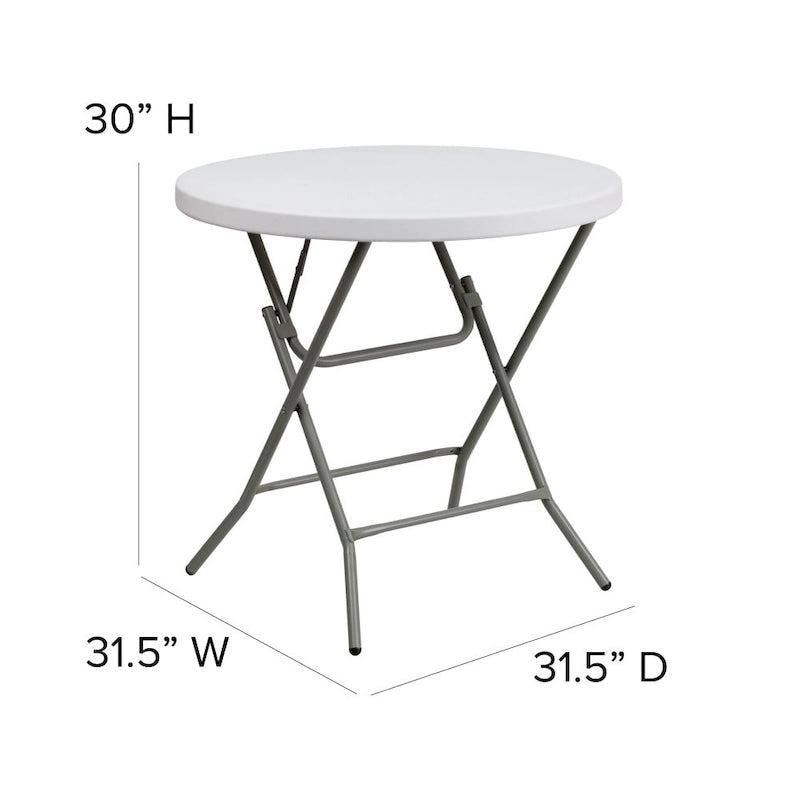 Table pliante ronde en plastique de 80 cm (2,63 pieds) - Table événementielle