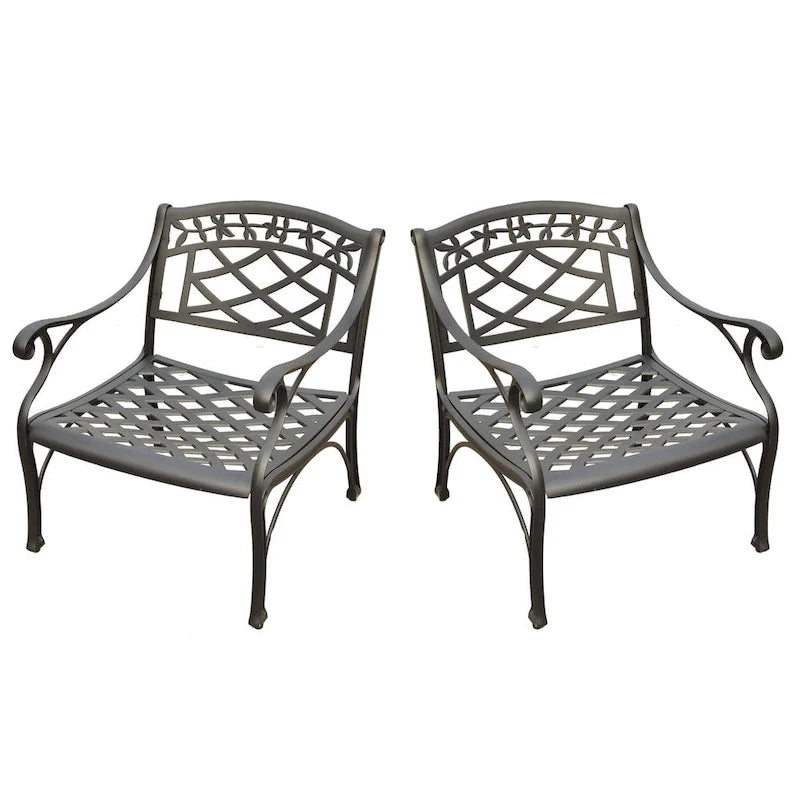 Ensemble de salon de jardin Crosley Sedona 2 pièces en aluminium moulé - 2 fauteuils club finition noire