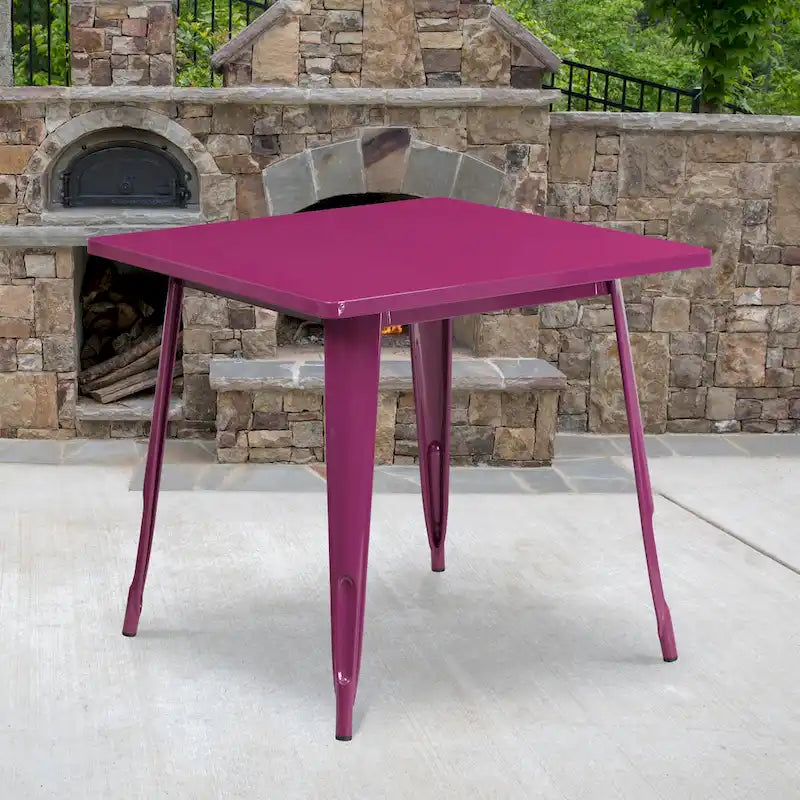 Table carrée en métal de 31,5 pouces pour intérieur et extérieur