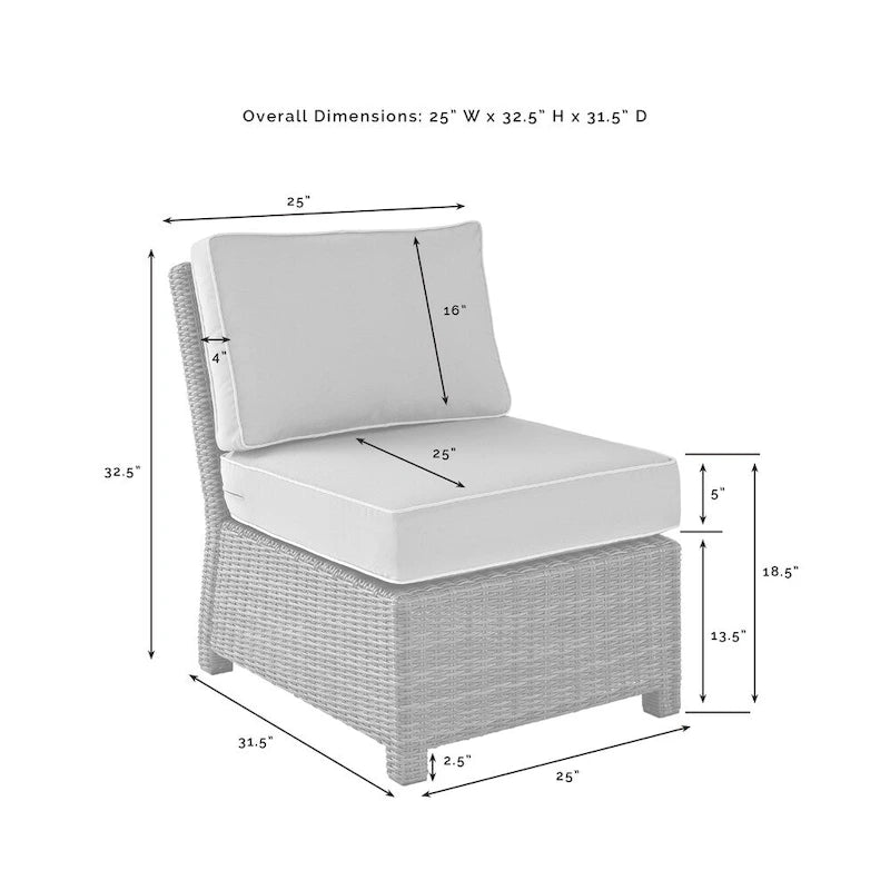 Fauteuil central d'angle en osier Bradenton Outdoor