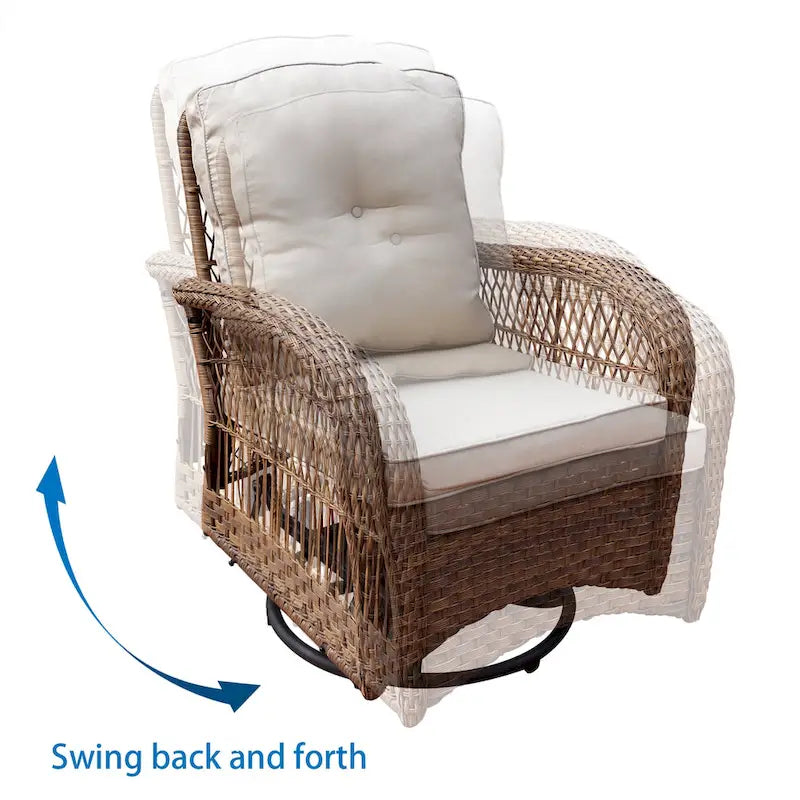 Ensemble de conversation 3 pièces avec fauteuil pivotant en osier de Havenside Home