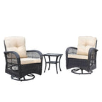 Ensemble de conversation 3 pièces avec fauteuil pivotant en osier de Havenside Home