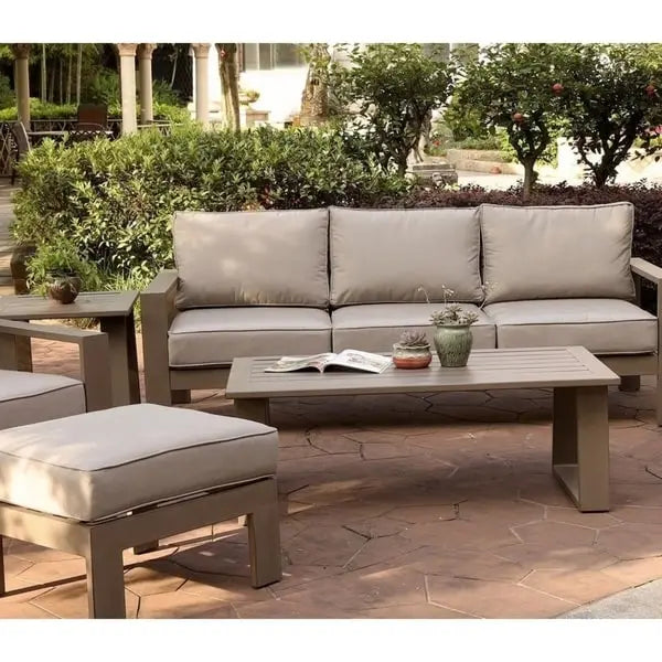 Pouf d'extérieur Katalla avec coussin par Havenside Home - (l) 25,98 po x (h) 11,81 po x (p) 25,98 po