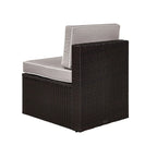 Fauteuil central d'extérieur Palm Harbor en résine tressée marron avec coussins gris - 77,5 cm (H) x 58,5 cm (L) x 67,5 cm (P)