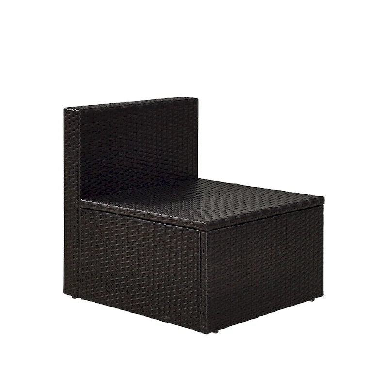 Fauteuil central d'extérieur Palm Harbor en résine tressée marron avec coussins gris - 77,5 cm (H) x 58,5 cm (L) x 67,5 cm (P)