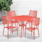 Ensemble de salle à manger carré en acier 5 pièces de 90 cm (35,5 pouces) pour intérieur et extérieur